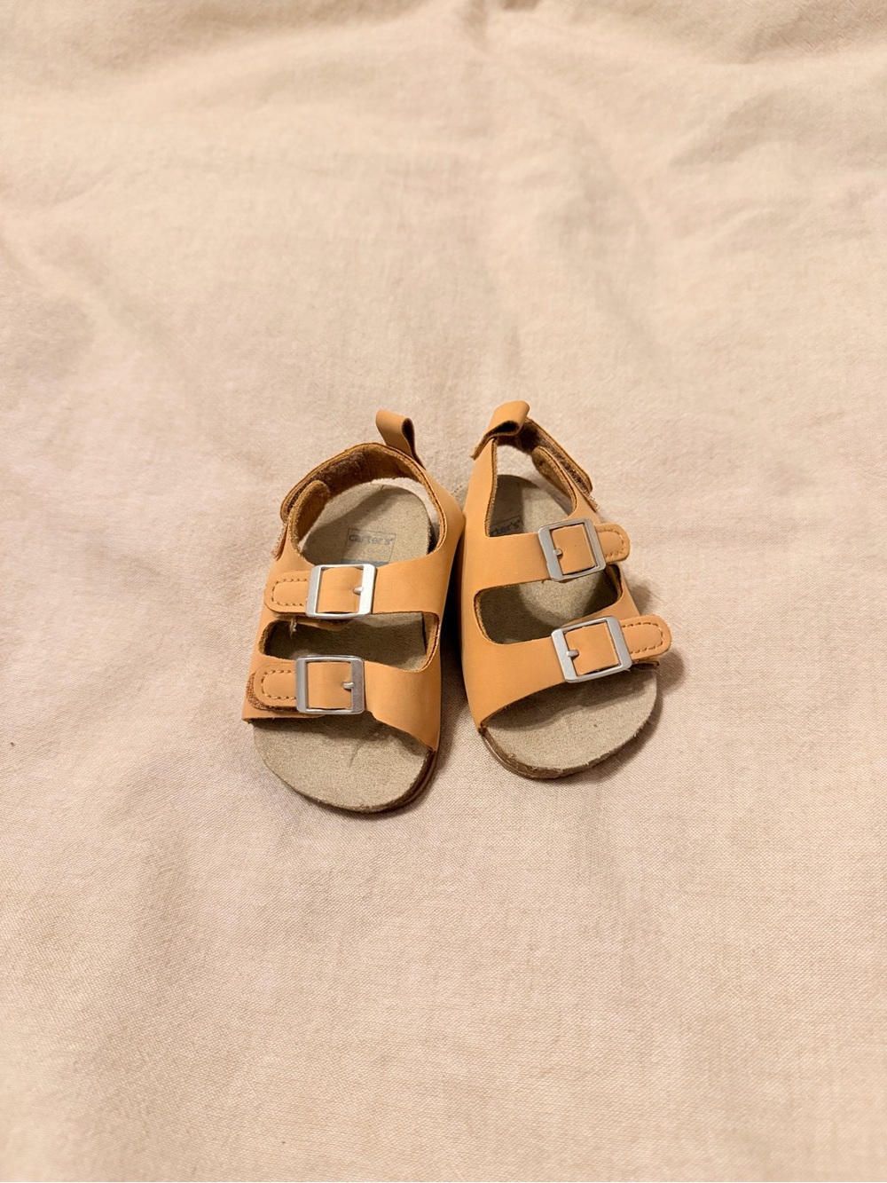 Carter's Tan Double-Buckle Kids Sandals